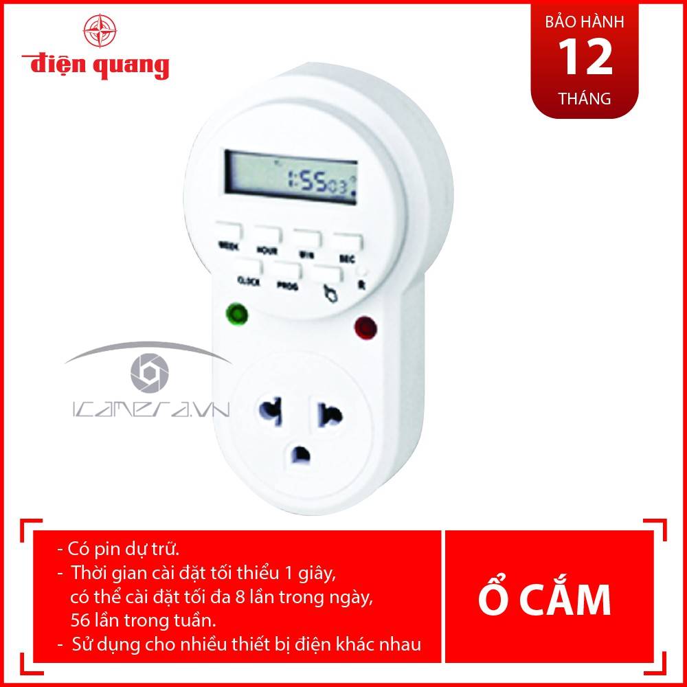 Ổ cắm hẹn giờ ĐQ ESK DT12 W 13 ( Điện tử, 1 lỗ - 3 chấu, trắng )