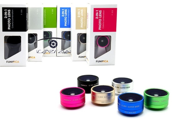 Ống kính chụp ảnh 2 trong 1 wide, macro lens cho điện thoại smartphone Funipica F-515