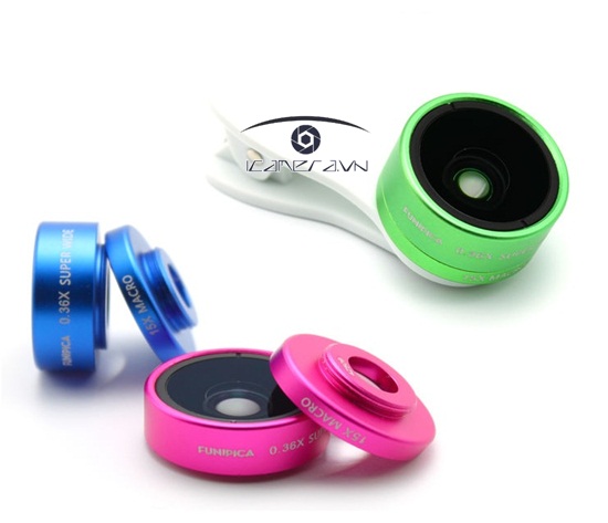 Ống kính chụp ảnh 2 trong 1 wide, macro lens cho điện thoại smartphone Funipica F-515