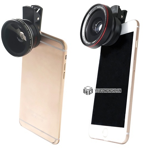 Ống kính chụp ảnh cho điện thoại 2 trong 1 góc rộng - macro lens LIEQI LQ-027