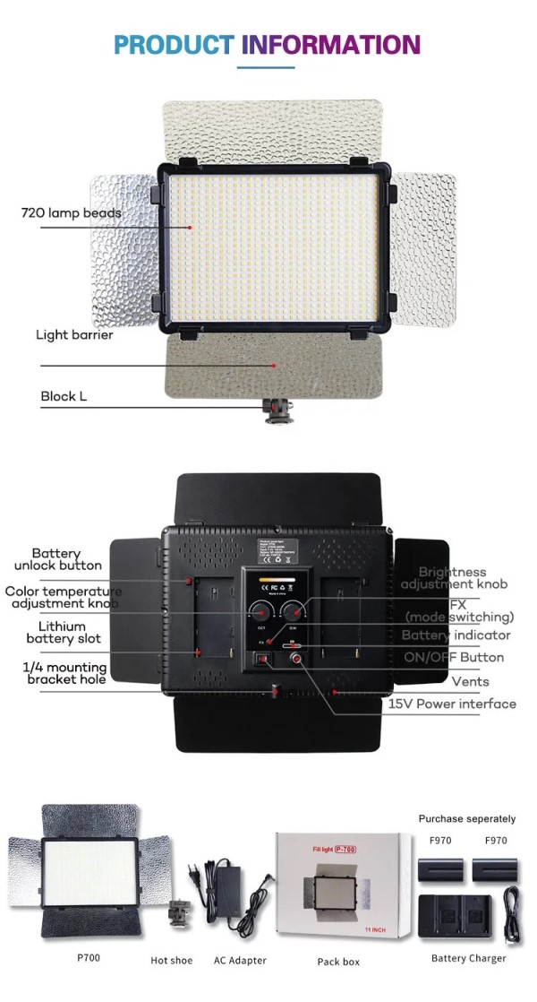 Đèn Led ZSYB P700 quay phim Camera Light