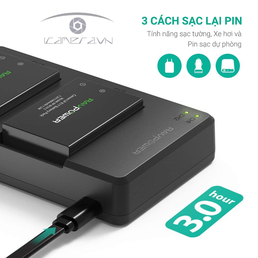 Combo 2 pin 1 sạc đôi RavPower LP-E17