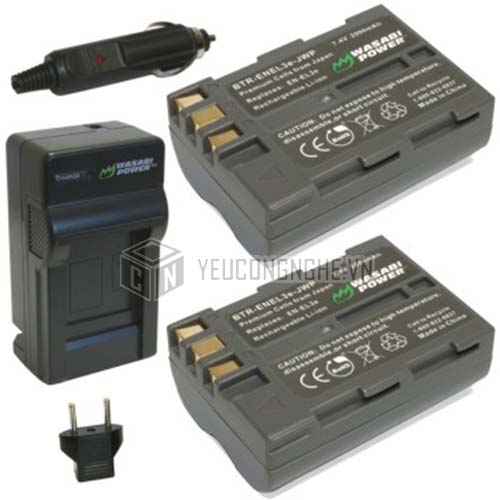 Bộ 2 pin 1 sạc cho máy ảnh Nikon EN-EL3E Wasabi