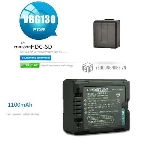 Pin sạc cho máy quay Panasonic VBG130 Pisen