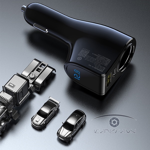 Sạc PISEN QUICK Car Cigar Dual Port 1C1A 22.5W