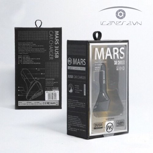 Phụ kiện Củ sạc ô tô 3 cổng WK Martian Car Charger WP-C01 chính hãng