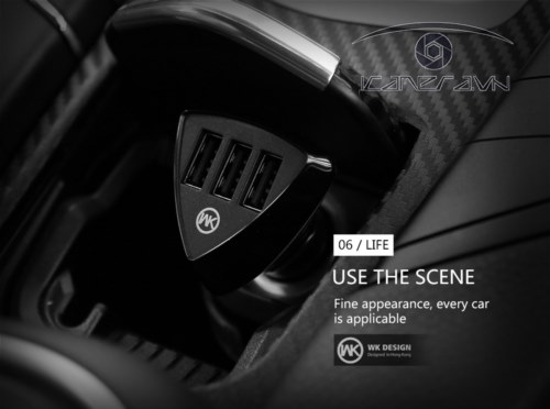 Phụ kiện Củ sạc ô tô 3 cổng WK Martian Car Charger WP-C01 chính hãng