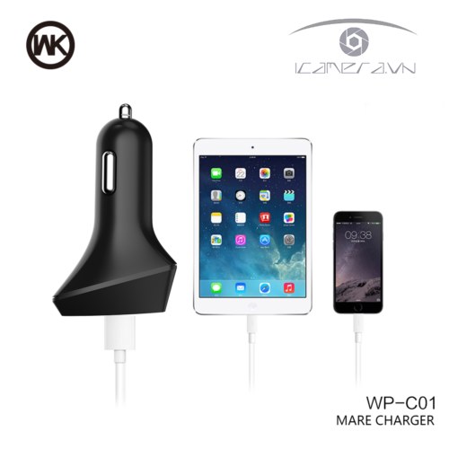 Phụ kiện Củ sạc ô tô 3 cổng WK Martian Car Charger WP-C01 chính hãng