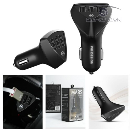 Phụ kiện Củ sạc ô tô 3 cổng WK Martian Car Charger WP-C01 chính hãng
