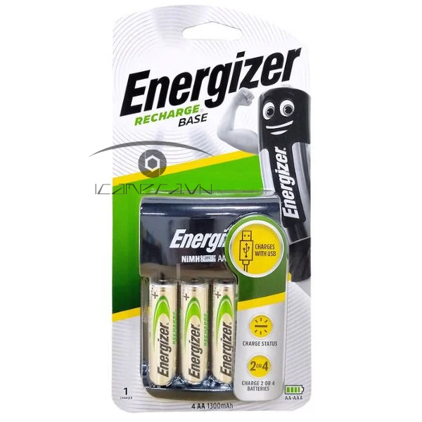 Bộ Sạc Pin Energizer CHVCM4 kèm 4 pin sạc AA 2000 mAh- Hàng Chính Hãng