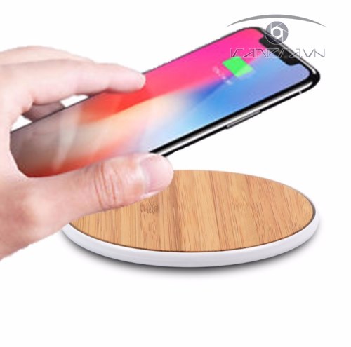 Dock sạc không dây smartphone mặt gỗ viền kim loại WCY-88 đẹp đỉnh cao
