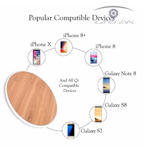 Dock sạc không dây smartphone mặt gỗ viền kim loại WCY-88 đẹp đỉnh cao