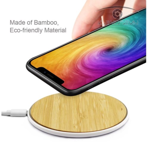 Dock sạc không dây smartphone mặt gỗ viền kim loại WCY-88 đẹp đỉnh cao