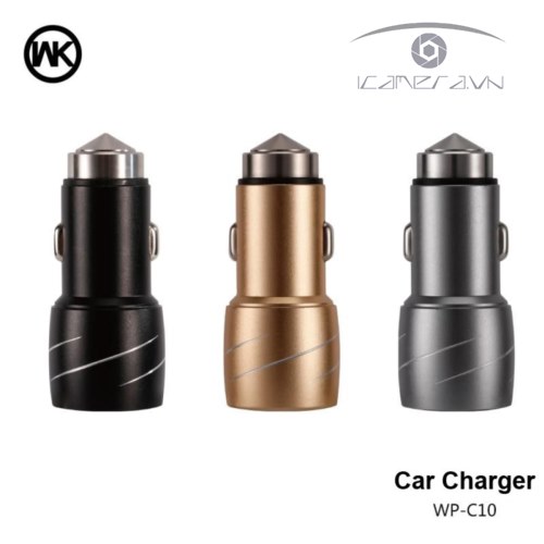 Củ sạc 2 cổng USB trên tẩu thuốc xe hơi Cat King WK Design WP-C10