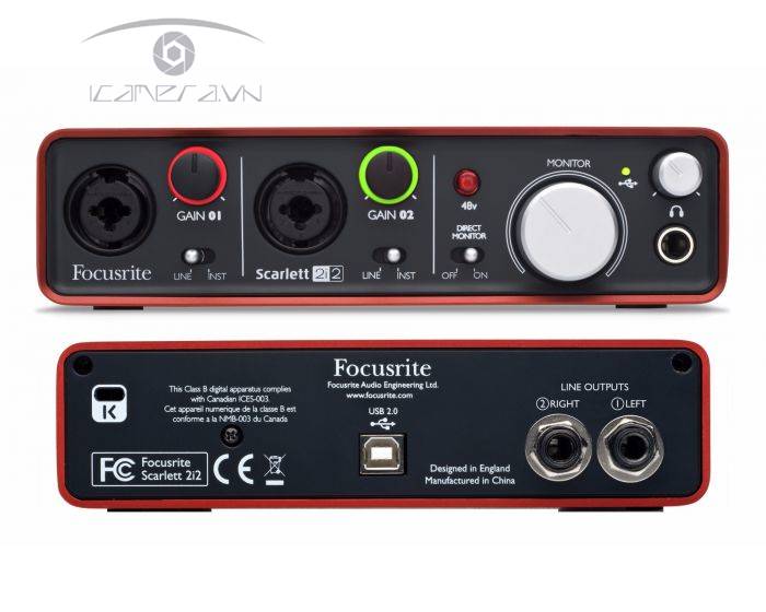 Soundcard thu âm Focusrite Scarlett 2i2 Gen3 Hàng chính hãng