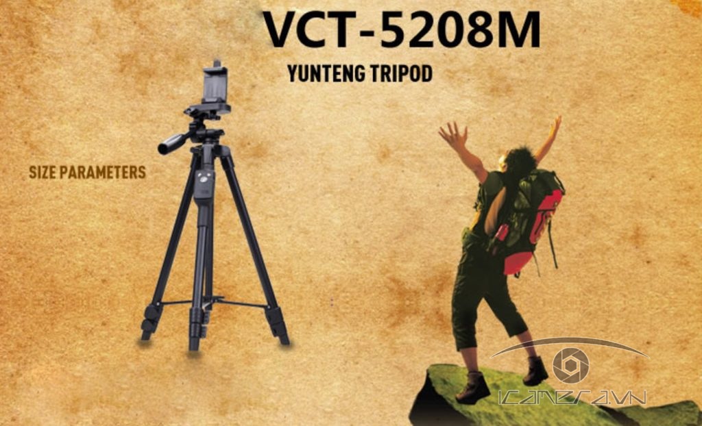 Chân tripod Yunteng VCT-5208 cho máy ảnh, điện thoại kèm điều khiển Bluetooth