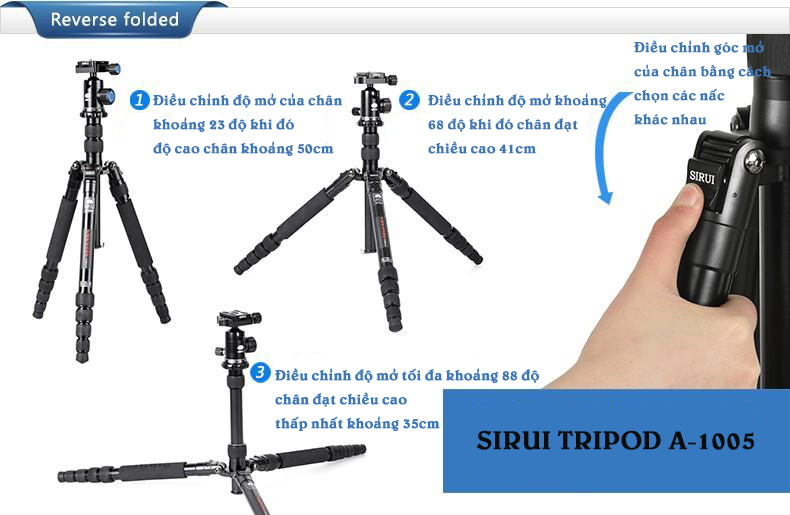 Chân máy ảnh cao cấp Tripod Sirui A-1005 đầu xoay Ballhead Y10