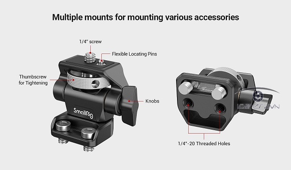 SmallRig 2904B - Swivel and Tilt Adjustable Monitor Mount with 1/4"-20 Screws Mount