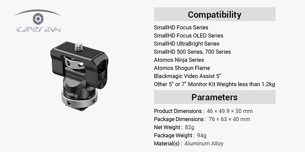 SmallRig BSE2346B - Swivel and Tilt Monitor Mount with Cold Shoe