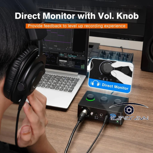 Sound Card Fifine SC1 - Interface Thu Âm USB Cổng XLR Nguồn 48V