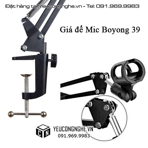 Giá đỡ micro studio thu âm chuyên nghiệp kẹp bàn BY-39