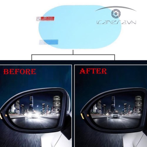 Miếng dán chống bám dính nước gương ô tô hình oval 150*100mm