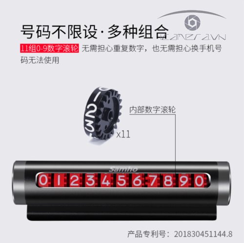 Bảng số điện thoại gắn táp lô ô tô khi đỗ xe loại xoay số SAHA0011