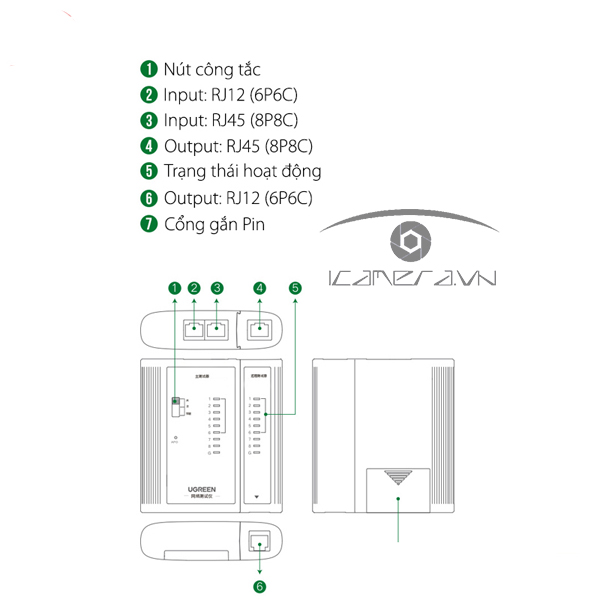 Ugreen 10950 - Bộ test mạng RJ45, RJ11/12 chính hãng cao cấp 