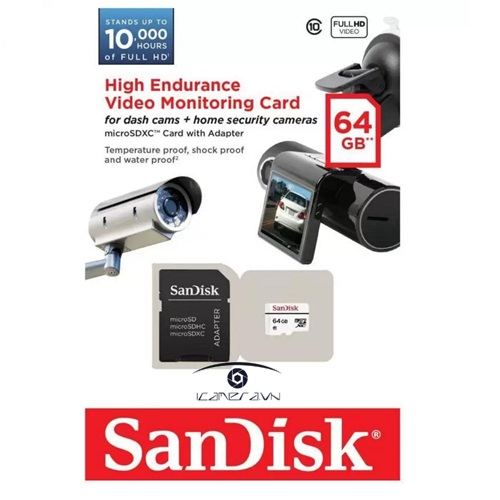 Thẻ nhớ Micro SD High Endurance Video Monitoring Card 64GB 20MB/s cho CCTV camera kèm Adapter