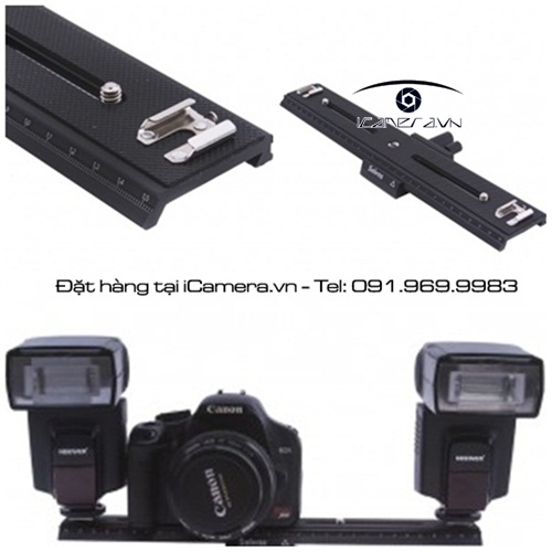 Thước trượt gắn máy ảnh DSLR máy quay chuyên nghiệp, đèn led, flash vào tripod