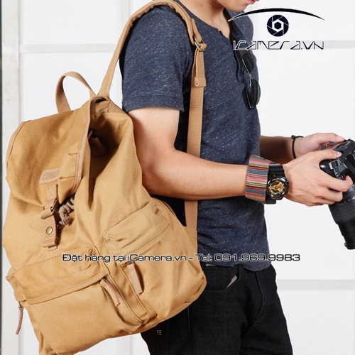 Ba lô kèm túi đựng máy ảnh chống nước Caden F5 vải Cotton Canvas