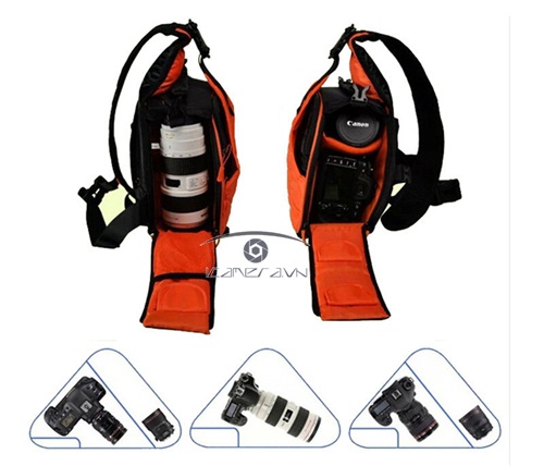 Túi máy ảnh Caden K2 dạng tam giác màu cam thời trang