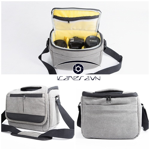 Túi máy ảnh chất liệu vải cotton màu ghi CB-2503