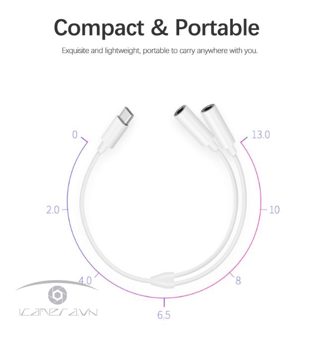 Cáp chuyển đổi USB Type-C ra 2 cổng tai nghe 3.5mm female MH-CM28