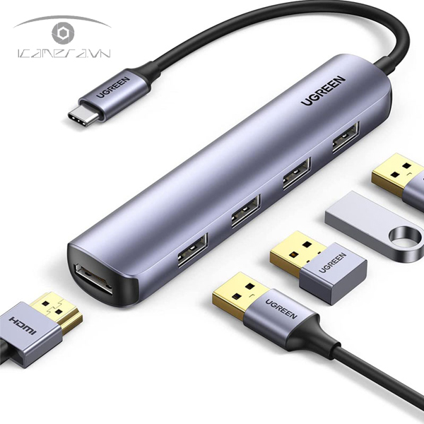 Hub USB Type C 5 in 1 to HDMI, USB 3.0 chính hãng Ugreen 20197