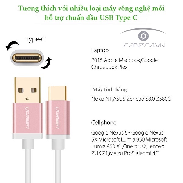 Dây USB 2.0 sang USB Type-C dài 2M Ugreen 30510