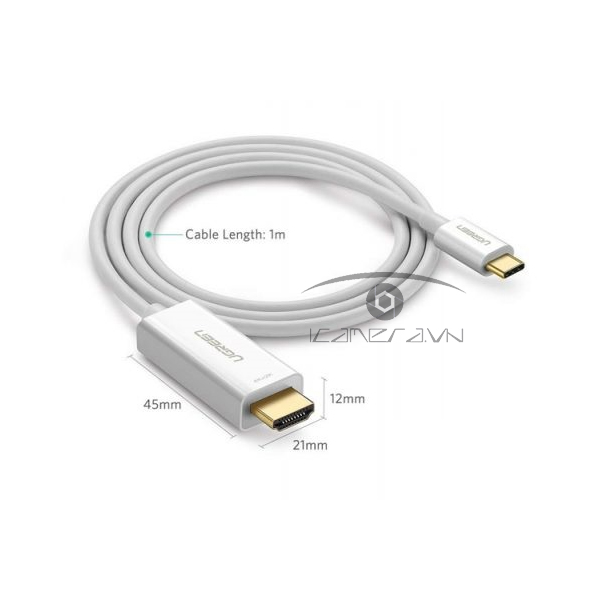 Cáp kết nối USB Type C to HDMI dài 1,5m Ugreen 30841 hỗ trợ 4K, 3D