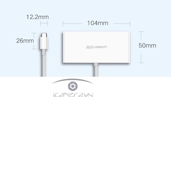 Cáp Chuyển USB Type C To VGA, Lan 10/100Mbps, Hub USB 3.0 Ugreen 40378