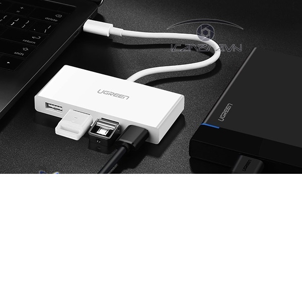 Cáp chuyển đổi USB-C to VGA + Hub USB 2.0 hỗ trợ Lan 10/100Mbps Ugreen 30439