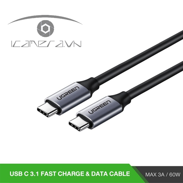 Ugreen 50751 – Cáp USB Type C 2 đầu dương dài 1,5m kết nối sạc, truyền dữ liệu
