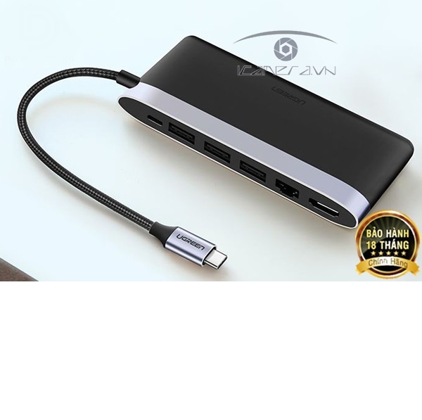 Cáp USB Type C to HDMI, Lan, USB 3.0, hỗ trợ sạc USB C Ugreen 50989 chính hãng