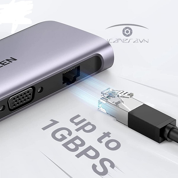 Hub USB Type C 10 in 1 to HDMI, VGA, 3.5mm, LAN, USB 3.0, đọc thẻ SD/TF, PD USB C Ugreen 80133