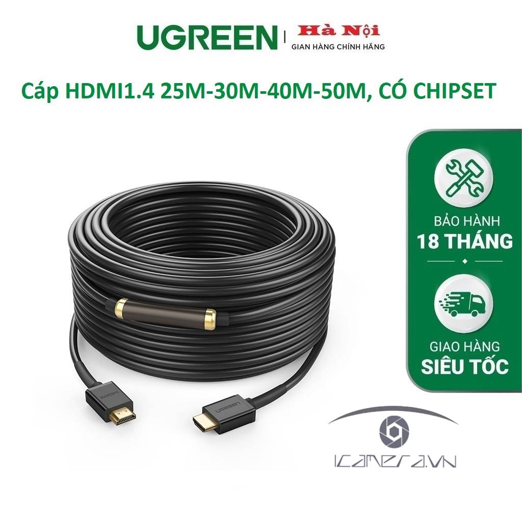 Cáp HDMI 25m chính hãng Ugreen UG-10113 hỗ trợ 4K, 3D