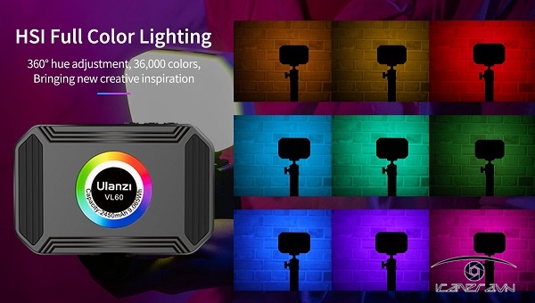 Ulanzi VL60 Bi-Color Đèn LED đổi màu RGB - 36.000 màu - 20 hiệu ứng đặc biệt - 2450mAh