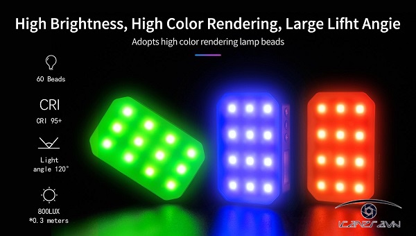 Ulanzi VL60 Bi-Color Đèn LED đổi màu RGB - 36.000 màu - 20 hiệu ứng đặc biệt - 2450mAh