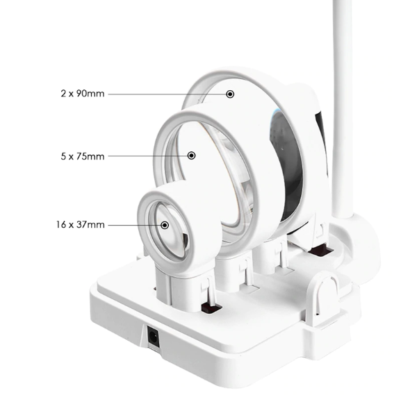 Bộ kính lúp 2X 5X 16X cầm tay hoặc để bàn kèm đèn LED NO.7760