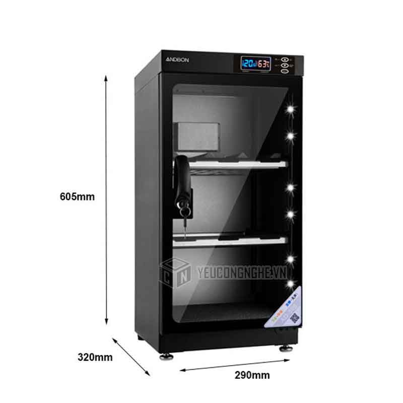Tủ chống ẩm bảo quản máy quay, máy ảnh ANDBON AD-50S chính hãng 50 lít