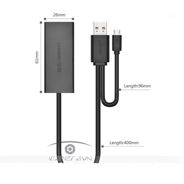  Ugreen 30219 - Cáp USB 2.0 tích hợp OTG to Lan 10/100Mbps  