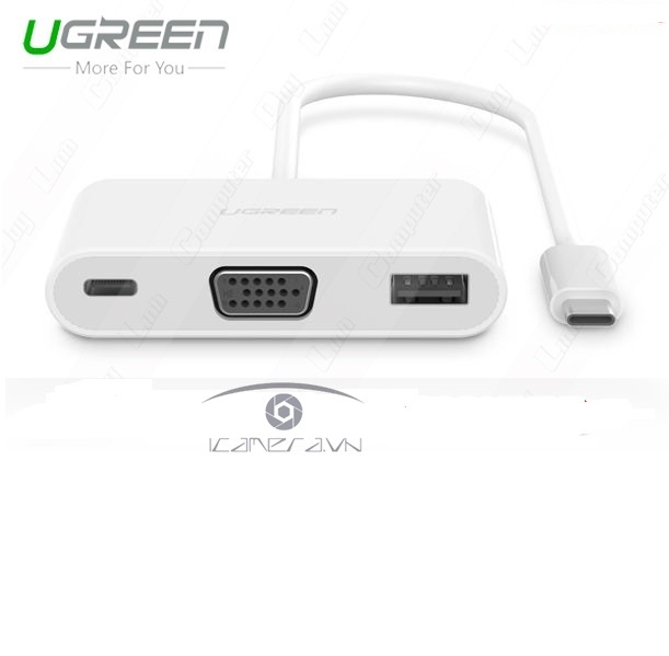 Cáp chuyển USB Type C sang VGA và USB 3.0 Ugreen UG-30376 chính hãng