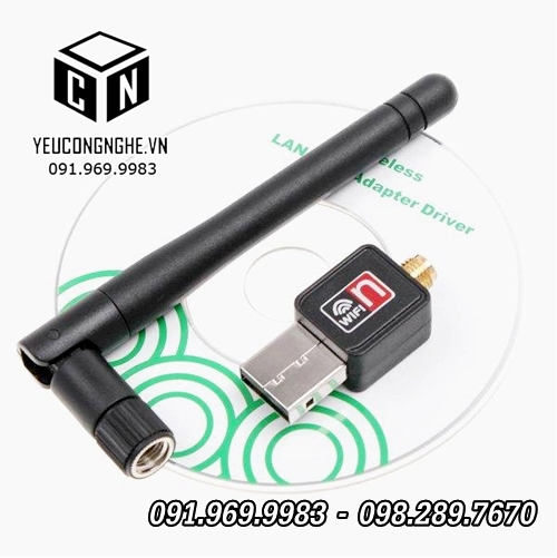 USB Wifi có ăng ten bắt sóng mạng không dây cho PC, máy tính bàn